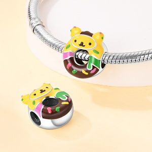 Venta al por mayor transfronteriza de gran demanda: <span class=keywords><strong>Serie</strong></span> de donuts de dibujos animados conectados, Plata 925, Bañado en plata, Cuentas DIY con efecto de aceite, Nuevo modelo W-PAC744 - Product Image 4