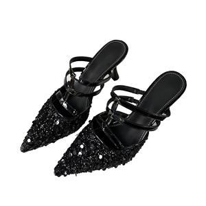 Sandalias de Moda 2024 en Oferta, Zapatos de Tacón Puntiagudos con Lentejuelas, Tacones Altos de 8.5 cm, Hipermercado - Product Image 6