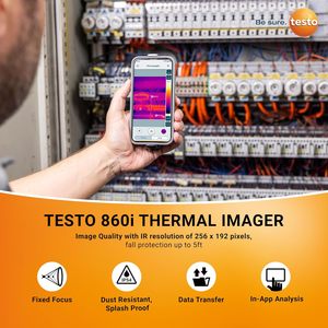 กล้องถ่ายภาพความร้อนไร้สาย Testo 860i ใช้งานร่วมกับ iPhone/Android สาย USB-C แบบพกพา อินฟราเรด ความละเอียด 256x192 วัดค่าได้ รับประกัน 1 ปี - Product Image 4