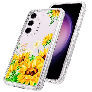 Hollow Outer Painting 3 In 1 Phone Cases For Shockproof Durable Tpu Pc Transparent Back Cover For Samsung S Series