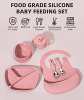 Ensemble d'alimentation pour bébé en silicone de qualité alimentaire, librement combinable, sans BPA, avec bavoir et assiette pour tout-petits, et ustensiles pour bébés de 6 mois et plus