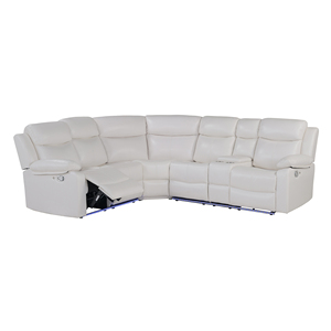 White Right Arm Facing Sectional Sofa Set-Faux Leather <b>Convertible</b> Modern Design for Apartment Living Rooms - Product Image 4