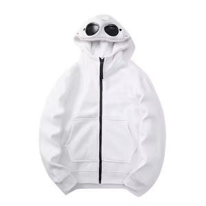 New Arrival OEM 100% Cotton Zipper-Up Embroidered Winter Letter Pattern Custom Design <b>White</b> <b>Hoodies</b> for Men - Product Image 5