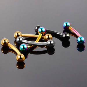 Grosir 16G <span class=keywords><strong>Titanium</strong></span> Batang Penusuk Alis Barbel Melengkung Perhiasan Tubuh Kancing Tindik Alis Rook Tragus - Product Image 5