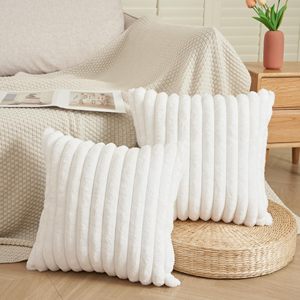Housse de coussin en <span class=keywords><strong>fausse</strong></span> <span class=keywords><strong>fourrure</strong></span> douce à rayures, coussin moelleux et duveteux pour canapé - Product Image 5