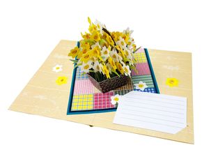 Original de la fábrica de China 3D Pop Up amarillo hermosa flor de Narciso WOW tarjeta de felicitación para mamá abuela maestra novia - Product Image 2