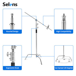 Support <span class=keywords><strong>girafe</strong></span> robuste de 3,2 m avec pied magique, bras transversal en acier inoxydable argenté, support en C - Product Image 3