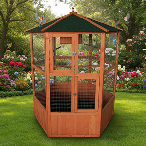 Modern stil ahşap açık bahçe kuş kafesi-büyük altıgen tasarım güvercin ve papağan Hutch Coop evcil hayvanlar için kutu ambalaj ile - Product Image 2