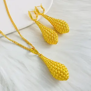 Golden Star Jewelry Yellow Golden Color Necklace And Earrings Dubai Gold Jewelry