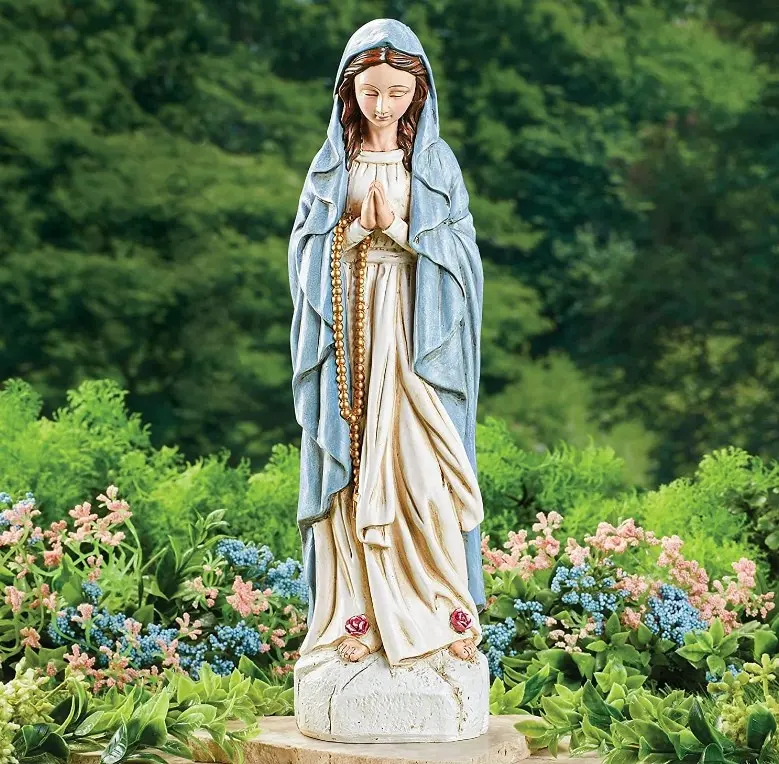 Ornamenti da giardino dipinti a mano statua di statuetta di madre maria vergine bellissime grandi Statue da giardino in pietra