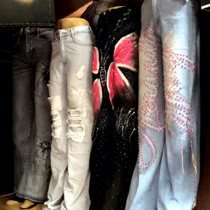 Jeans en denim <span class=keywords><strong>taille</strong></span> <span class=keywords><strong>haute</strong></span> amples et larges pour femme, style streetwear, pour le quotidien – Nouveaux designs - Product Image 3