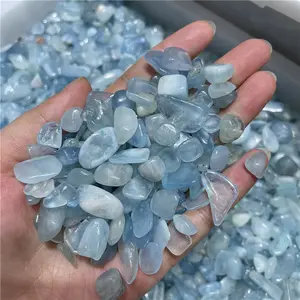 Wholesale high quality blue natural aquamarine tumbled stone