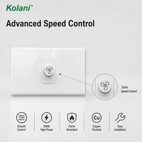 Bouton de commande de vitesse de ventilateur progressif, panneau mural dissimulé 120, 16A 250V PC blanc brillant, protection contre la surchauffe pour chambre d'hôtes
