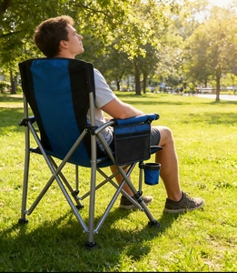 <span class=keywords><strong>Chaise</strong></span> <span class=keywords><strong>de</strong></span> directeur pliable d'extérieur, grand format, dossier confortable, pour les loisirs, les voyages en voiture, le <span class=keywords><strong>camping</strong></span> - Product Image 5