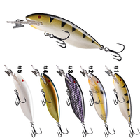 Umpan Pancing Buatan Minnow Mengambang 10.5cm 13g Crank ABS, Kail Treble Nikel Hitam, Dilengkapi Bead, Umpan Casting