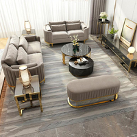 Canapé de luxe pour salon, meubles de salon, commode incurvée, ensembles de canapés pour la maison, canapé moderne italien en tissu velours, ensemble de meubles