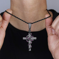 Collier vintage en forme de croix de serpent, serti de zircon, bijoux streetwear en stock