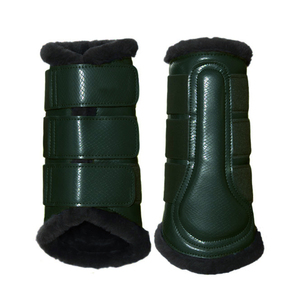 En kaliteli at fırçalama çizmeler at ekipmanları özel Logo at binme deri Tendon fırçalama çizmeler ile kürk - Product Image 2