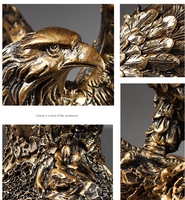 Ornement en résine d'aigle bronze Art Déco, animal, écologique, décoration de table de salon, cadeau multifonctionnel