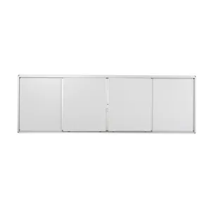 Papan tulis gantung 430*130.5 cm, spidol putih besar papan geser Horizontal, papan hapus kering untuk kelas