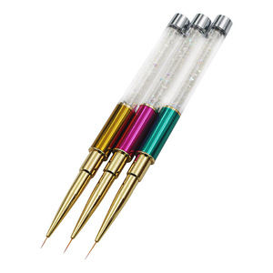 Pinceau ultra-fin pour nail art 7mm 9mm 11mm, stylo plat en nylon pour dessin, manche en strass, outil de manucure pour salon, peinture au gel - Product Image 1