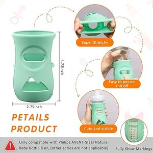 Housse de protection en silicone anti-casse pour bouteille d'eau avec support antidérapant pour bébé, étui extensible pour bouteille en verre pour enfants - Product Image 2