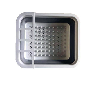 Folding Draining <b>Rack</b> Square Gray White Blue White Dish <b>Drying</b> Basket For Kitchen Tableware Storage - Product Image 3