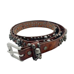 कारखाने प्रत्यक्ष उच्च अंत बहुमुखी गैंडा खोपड़ी पंक हिप हॉप शैली विंटेज वास्तविक चमड़े के बेल्ट पुरुषों के लिए विंटेज वास्तविक चमड़े के बेल्ट - Product Image 1