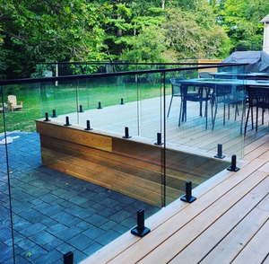 Garde-corps en verre sans cadre ST <span class=keywords><strong>Oceanview</strong></span> | Garde-vent en verre trempé transparent avec ergots en métal noir pour ponts côtiers - Product Image 5