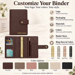 Hongbo Best Seller 19 Colored A6 Quilted Pebble Grain Leather Budget <strong>Binder</strong> with 6 Gold Rings As <strong>Cash</strong> <strong>Stuffing</strong> <strong>Binder</strong> Wallets - Product Image 4