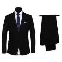 Yeni erkek resmi kruvaze moda iş siyah damat düğün takım elbise ince gömlek