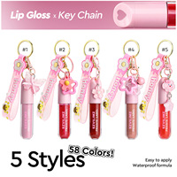 Gloss à lèvres liquide hydratant personnalisé, avec breloque porte-clés mignonne, marque privée, couleur et parfum personnalisés, emballage, vitamine E, faible MOQ