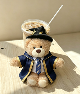 Oso <span class=keywords><strong>de</strong></span> peluche súper suave estilo <span class=keywords><strong>Hogwarts</strong></span>, adorno para abrazar tazas con diseño <span class=keywords><strong>de</strong></span> taza <span class=keywords><strong>de</strong></span> café, con túnica <span class=keywords><strong>de</strong></span> mago y corbata a rayas, juguete temático - Product Image 2