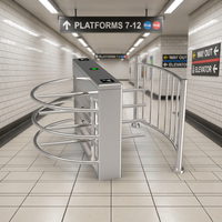 Tourniquet intelligent demi-hauteur en acier inoxydable 304 pour extérieur avec lecteur d'empreintes digitales et contrôle d'accès