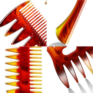 Pettine a denti larghi Sudi Barber in stile retrò con manico in PP e denti in plastica, set doppio lato per <span class=keywords><strong>acconciature</strong></span> slick-back da uomo - Product Image 2