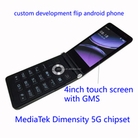 Teléfono Flip Personalizado con Android 5G, Pantalla Táctil de 4 Pulgadas, Botones Físicos, Doble SIM, Desbloqueado