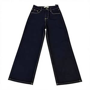 Jeans Minimalisti Neri con Glitter Sottile, Vita Alta, Gamba Larga, Stile Y2K, per Feste Estive, con Cinque Tasche - Product Image 3