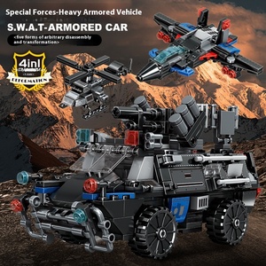 Blocs de construction compatibles DIY à l'échelle 1:8, modèle de navire de combat blindé lourd, petit hélicoptère armé en plastique, numéro - Product Image 3