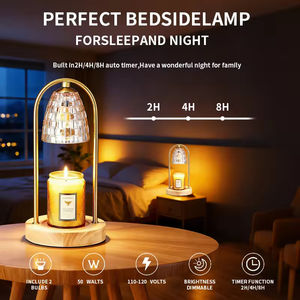 โคมไฟอุ่นเทียนแก้วฐานไม้แบบหรี่แสงได้ สำหรับให้ความร้อนแก่เทียนหอมและตกแต่งบ้านและห้องนอน - Product Image 4