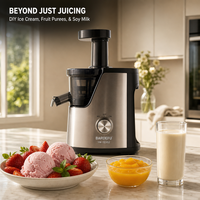 Extracteur de jus lent à froid en aluminium, goulotte d'alimentation large de 170 mm, rendement élevé en jus, double sortie, pour fruits et légumes, usage commercial et VR