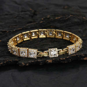 9Mm Square Tennis <b>Bracelet</b> <b>Copper</b> Micro-inlaid Zircon Hip Hop Couple Tanjing Fashion Lijing Necklace - Product Image 2