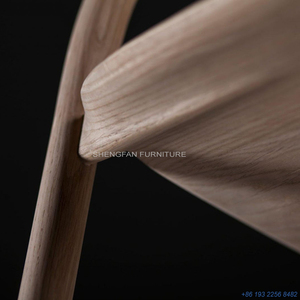 Wholesale Elegant Fine Natural Textures Ash Material Cafe Shop Restaurant Armrest Chair <strong>Holzstuhl</strong> Solid Wood Dining Chairs - Product Image 5