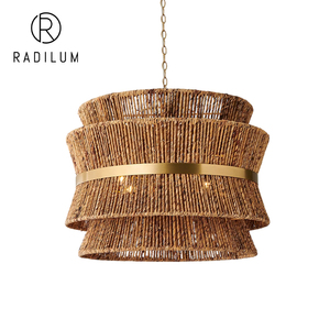 Modern Brass Chandelier Nordic Woven Rope Dining Room Villa Lamp Handcrafted Designer Thurlo Chandelier Lighting Fixture <strong>Light</strong> - Product Image 1