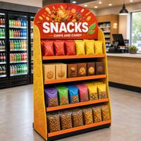 Présentoir en carton pour snacks, chips, bonbons et noix – Présentoir de comptoir portable, montage facile pour magasin de détail