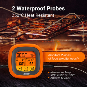 Termometro della carne del termometro della griglia del BBQ del Touch Screen di colore LED di INKBIRD BG-CT2D con le sonde impermeabili doppie - Product Image 2