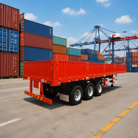 Semi-Trailer Dinding Samping Baja 4-Aksel Tahan Lama dengan Kapasitas Muatan 50000kg Warna Merah Trailer Truk Tahan Lama dari Cina
