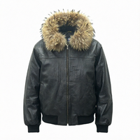 Blouson Bomber en Cuir Vintage NX pour Homme 2026, Col à Grande Capuche, Broderie Lettres, Coupe Ample et Respirante, Fermeture Éclair, Style Hip-Hop