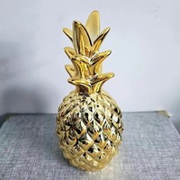 Figurine 3D Ananas Doré en Céramique, Ornement Décoratif pour Anniversaire et Maison, Vente en Gros Fabricant, pour Salon