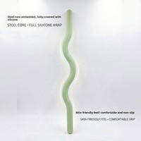 Barre de fitness flexible en acier recouvert de silicone de 15 lb, barre d'exercice lestée antidérapante, équipement d'entraînement pour la maison
