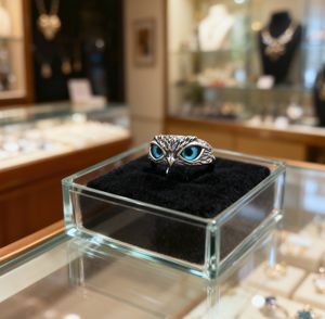 Cincin Hias Burung Hantu Perak Kreatif Berlapis Elektro, Pengangkut Agresif Retro, Tidak Luntur, Hadiah Yiwu - Product Image 4